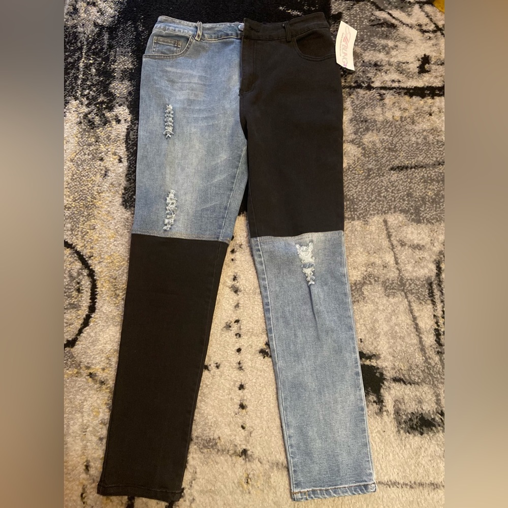Color-Block Denim Jeans